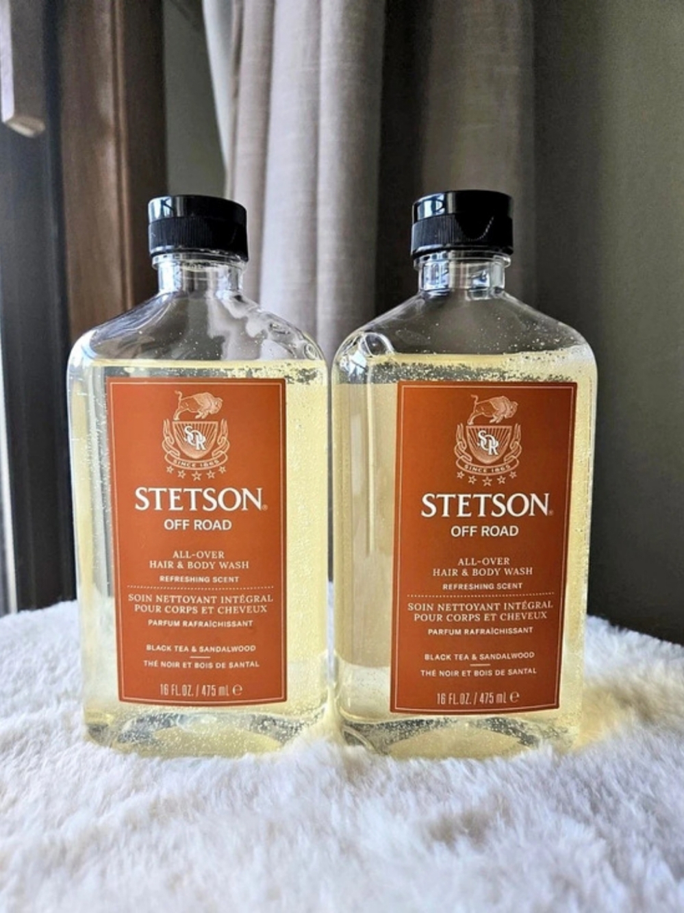 4 Stetson Off Road All Over Hair & Body Wash Black Tea Sandalwood 16oz/ 475ml